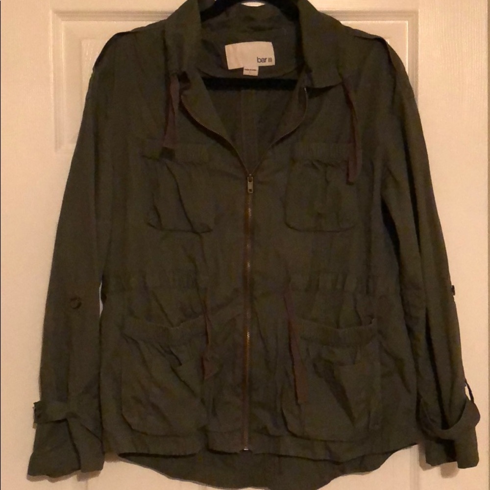 Bar III Lightweight Green Army Jacket, Size Large